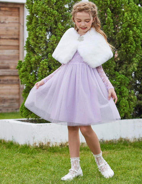 Arshiner Flower Girl Dress V Back Lace Tulle Party Dresses