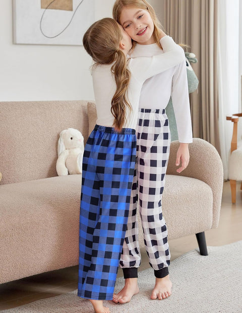 Arshiner Pajama Pants for Girls Long Sleep Plaid Pants