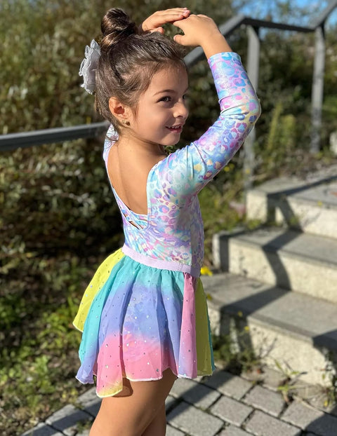 Arshiner Girls Ballet Leotards with Chiffon Dance Skirt