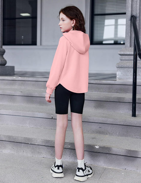 Arshiner Girls Button Collar Kids Hooded Sweatshirt