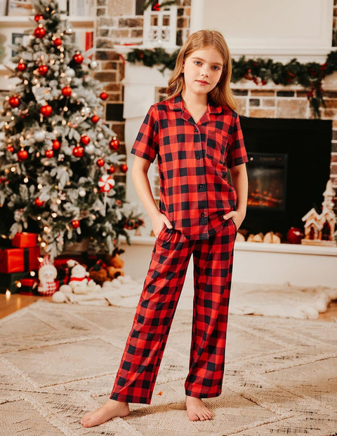 Arshiner Pajamas for Girls Short Sleeve Long Pants Outfit 2 Piece  Pjs Sets