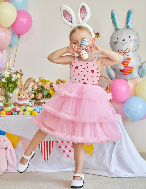 Arshiner Toddler Girls Tulle Dress Tiered Ruffle Fluffy Tutu Dresses 2-8 Years