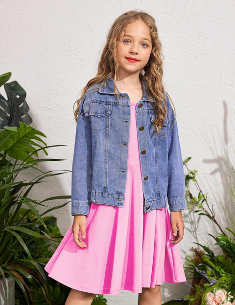 Arshiner Girls Long Sleeve Stretchy Dress A line Twirly Skater School Party Dress