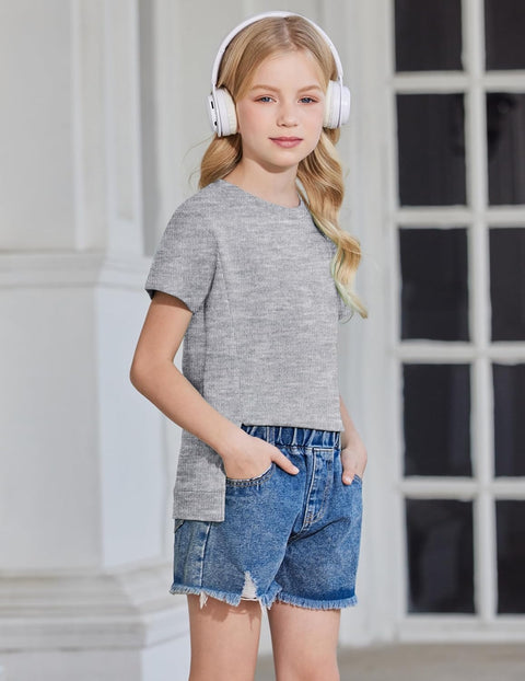 Arshiner Girls 2 Piece Outfit Short Sleeve T-Shirt and Shorts Set