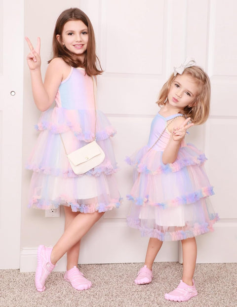 Arshiner Toddler Girls Tulle Dress Tiered Ruffle Fluffy Tutu Dresses 2-8 Years