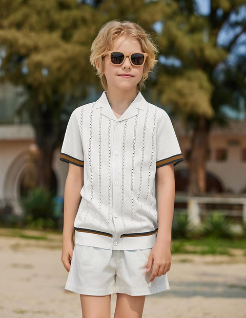 Arshiner Boys Knit Shirts Short Sleeve Button Down Shirt