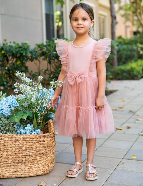 【2-6T】Arshiner Toddler Tutu Dress Girls Tulle Ruffle Bowknot Dresses