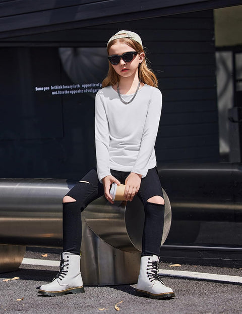 Arshiner Girls Long Sleeve T Shirts Hem Side Soft Tops
