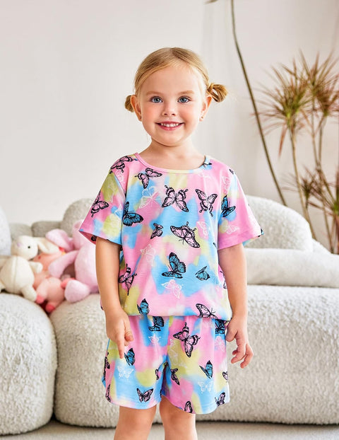 [4Y-12Y] Arshiner Girls Pajamas Set Short Sleeve Pjs 3PCS Lounge Sets