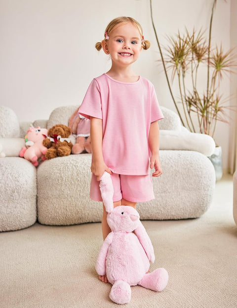 [4Y-12Y] Arshiner Girls Pajamas Set Short Sleeve Pjs 3PCS Lounge Sets