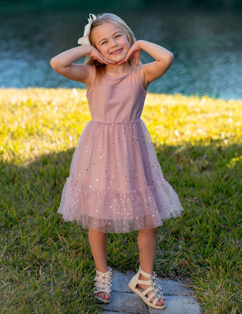 [2T-7Y] Arshiner Toddler Sleeveless Formal Dress Fancy Cute Tulle Glitter Dresses