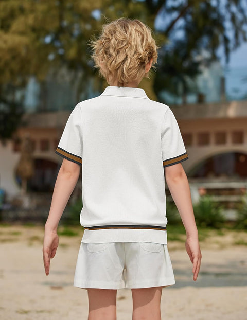 Arshiner Boys Knit Shirts Short Sleeve Button Down Shirt
