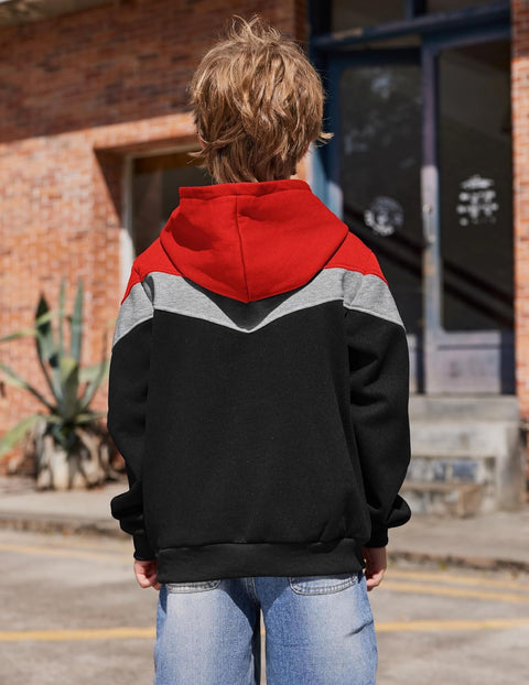 Arshiner Boy's Color Block Pullover Fleece Hoodie Sweatshirt