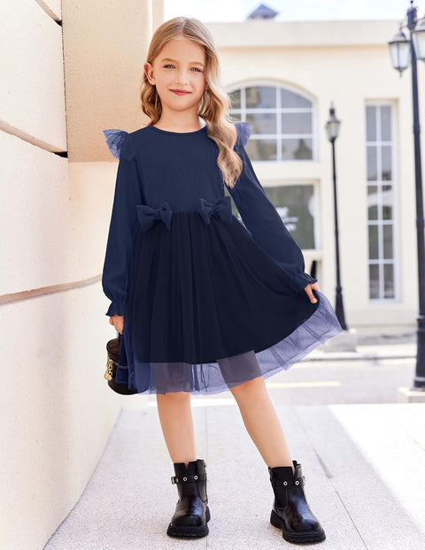 Arshiner Girls Tulle Dresses with Bow Tie Party Dress