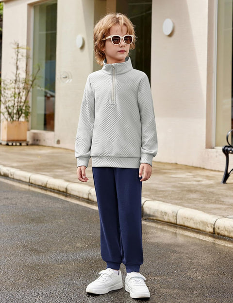 Arshiner Boys Half Zip Sweatshirt and Pants Outfit 2Pcs Set