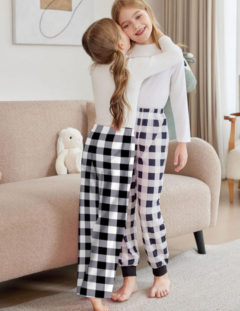 Arshiner Pajama Pants for Girls Long Sleep Plaid Pants