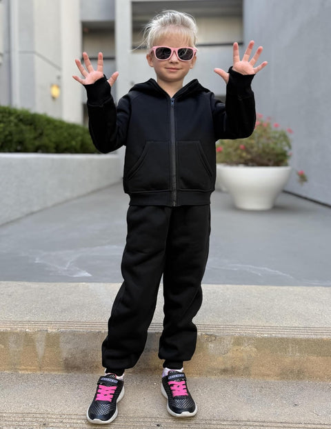 Arshiner Girls 2 Piece Outfit Drop Shoulder Zip Up Hoodies Set