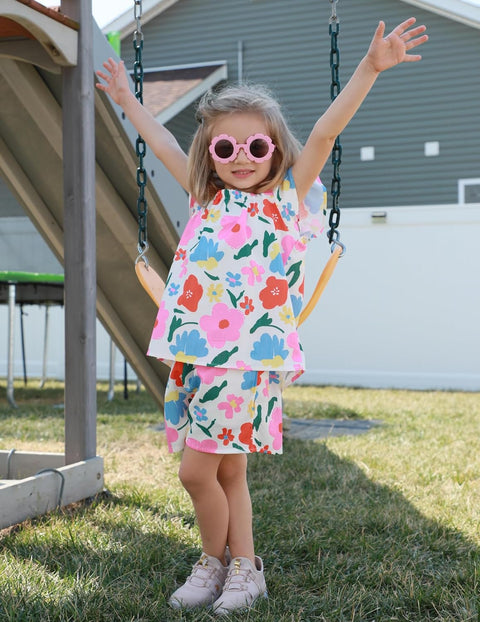 Arshiner Girls Shorts Sets Cap Sleeve Top and Elastic Waist Shorts Outfit