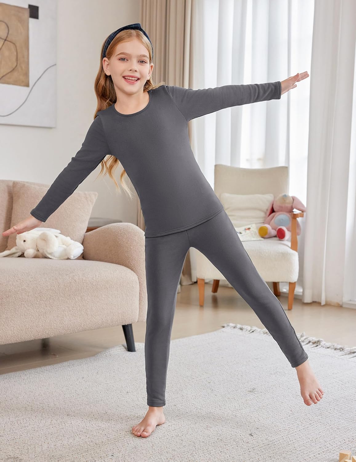 Pants Girls Thermal Leggings RavSo Girls Winter Warm Fleece