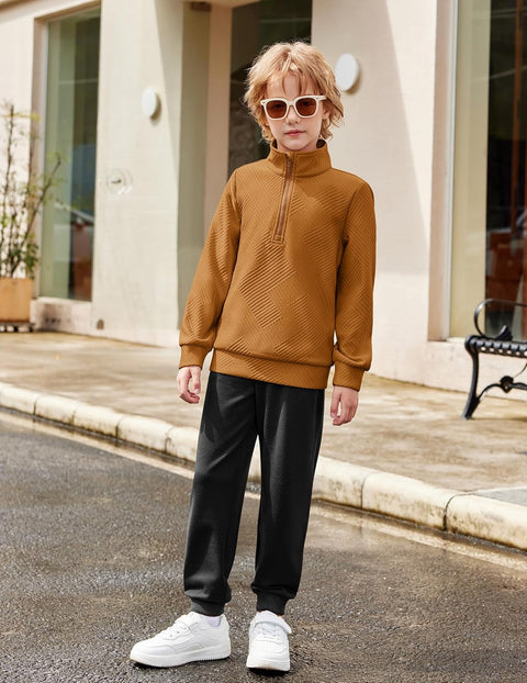 Arshiner Boys Half Zip Sweatshirt and Pants Outfit 2Pcs Set