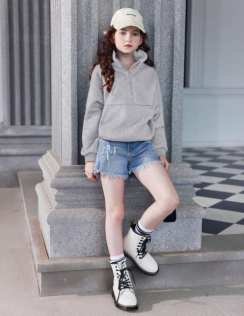 Arshiner Girls Half Zip Sweatshirt Fleece Quarter Pullover