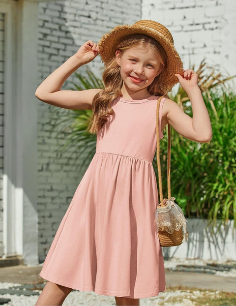 【2-6Y】Arshiner Toddler Girls Dress Back Bowknot Twirly Sundress with Pockets