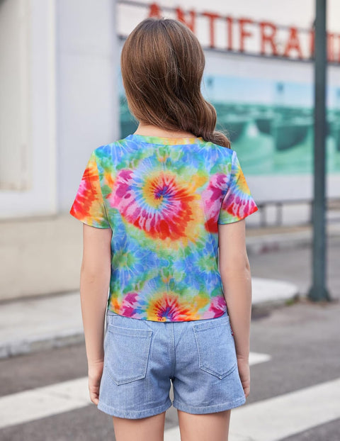 Arshiner Girls Casual Tie Dye Short-Sleeve T-Shirt