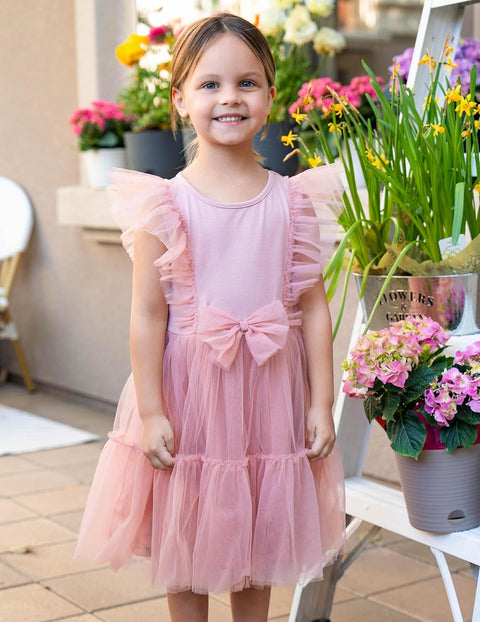 【2-6T】Arshiner Toddler Tutu Dress Girls Tulle Ruffle Bowknot Dresses