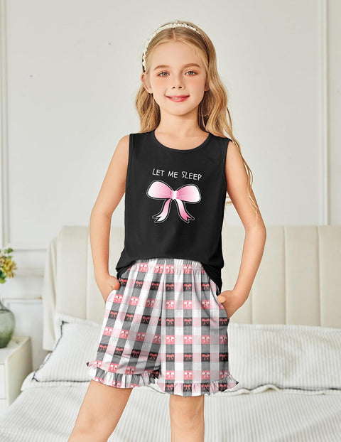 Arshiner Girls Pajamas Ruffle Sleepwear Tank Top and Shorts Set Pjs Outfit