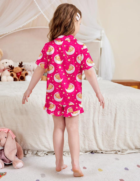 Arshiner Girls Pajamas Silk Satin Pajama Set
