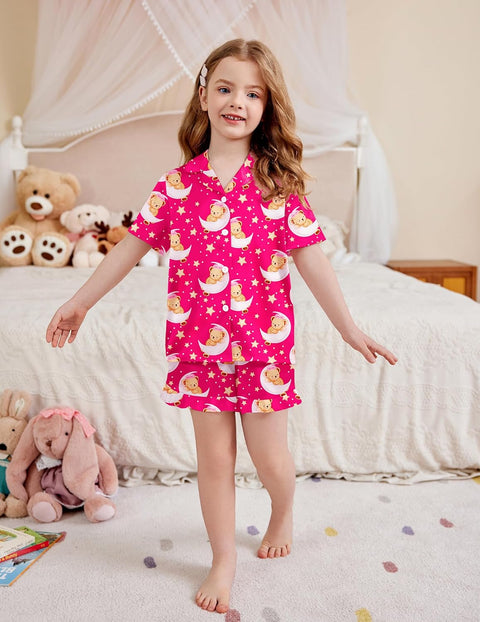 Arshiner Girls Pajamas Silk Satin Pajama Set