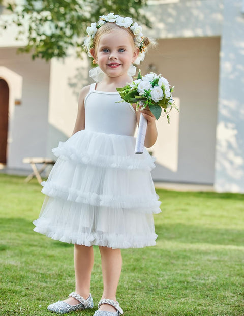 Arshiner Toddler Girls Tulle Dress Tiered Ruffle Fluffy Tutu Dresses 2-8 Years