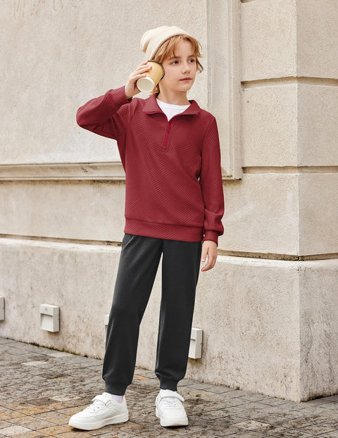 Arshiner Boys Half Zip Sweatshirt and Pants Outfit 2Pcs Set
