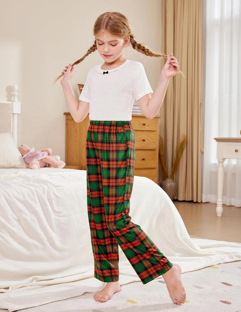 Arshiner Pajama Pants for Girls Long Sleep Plaid Pants