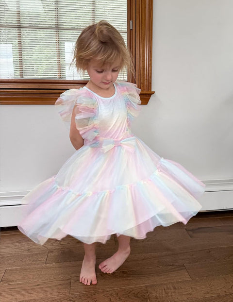 【2-6T】Arshiner Toddler Tutu Dress Girls Tulle Ruffle Bowknot Dresses