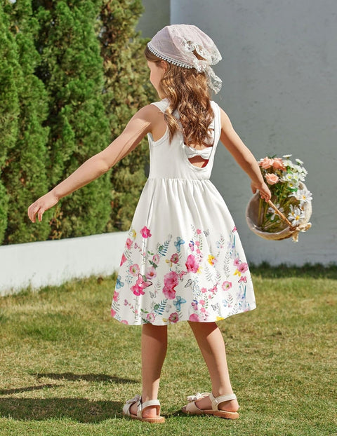 【2-6Y】Arshiner Toddler Girls Dress Back Bowknot Twirly Sundress with Pockets