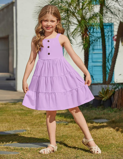 Arshiner Toddler Girl Dresses Casual Sleeveless Swing Flowy Sundress