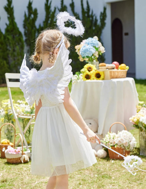 【2-8Y】Arshiner Toddler Lace Tutu Dresses Ruffle Sleeve 3 Layers Tulle Flower Dress