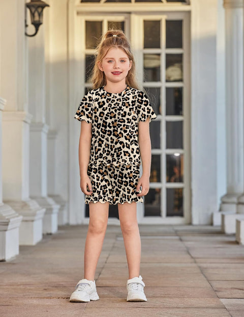 Arshiner Toddler Girls Clothes Ruffle Short Sleeves Crewneck Tops and Shorts with Pockets Cute Summer 2 Pieces Short Sets