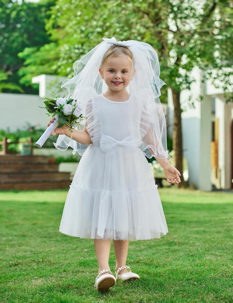 【2-6T】Arshiner Toddler Tutu Dress Girls Tulle Ruffle Bowknot Dresses