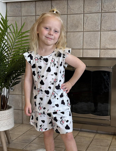 [4Y-12Y] Arshiner Girls Pajamas Set Short Sleeve Pjs 3PCS Lounge Sets