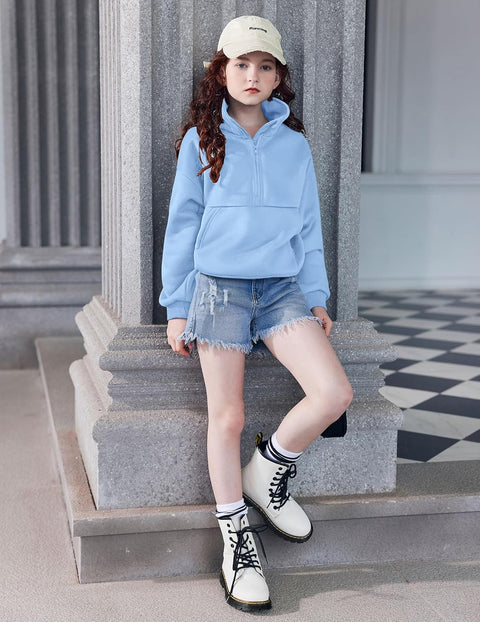 Arshiner Girls Half Zip Sweatshirt Fleece Quarter Pullover