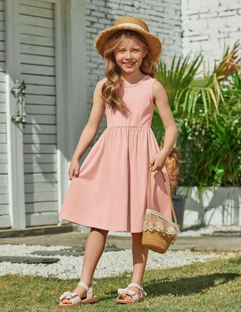 【2-6Y】Arshiner Toddler Girls Dress Back Bowknot Twirly Sundress with Pockets