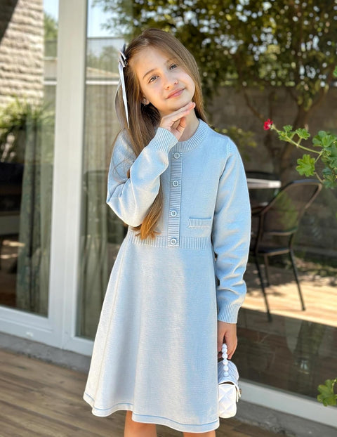 Arshiner Girls Sweater Dress Long Sleeve Button Knit Dresses