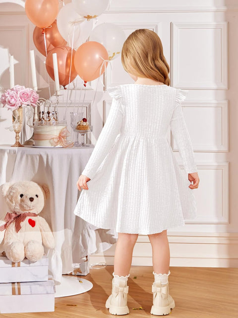 Arshiner Girl Dress Baby Girls Knitted Ruffle Sleeve Dresses