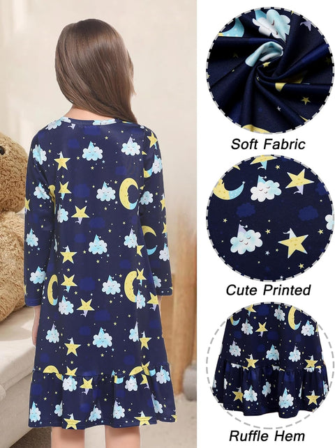 Arshiner Girls' Sleepwear Long Sleeve Cute Nightie Pajama Dress