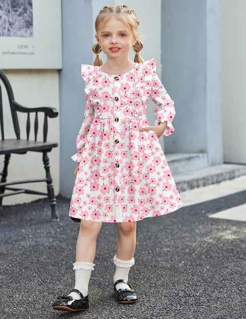 Arshiner Toddler Sweater Dress Ruffle Ribbed Knit Dresses