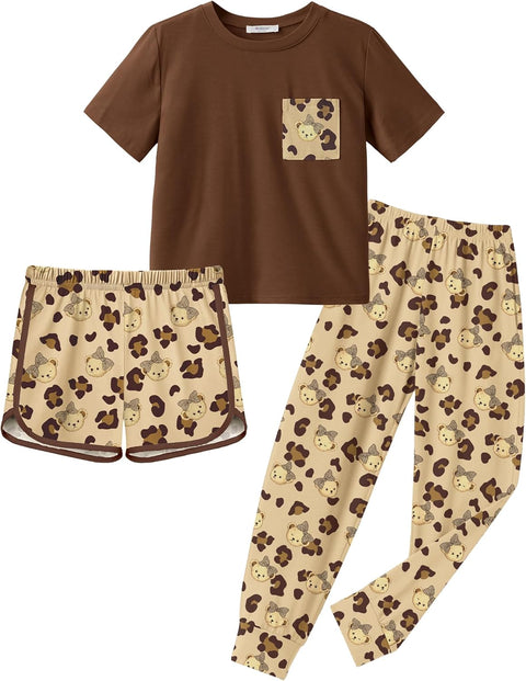 Arshiner Girls 3 Piece Outfits Shirt Dolphin Shorts and Pant Sets