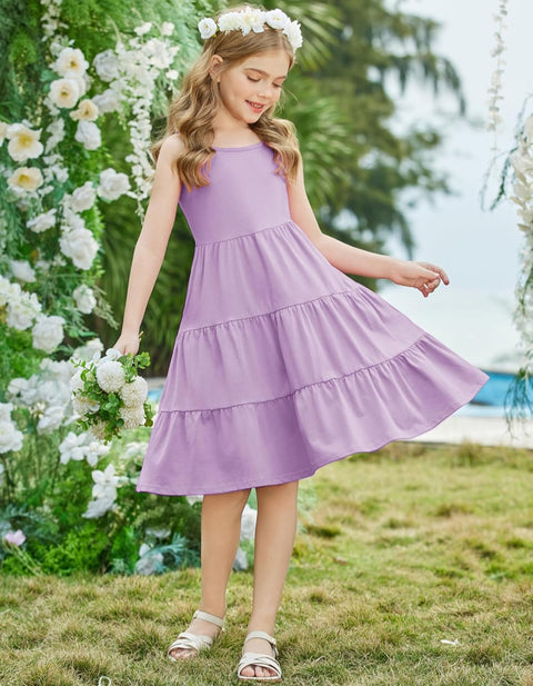 [3-10Y]Arshiner Toddler Girl's Sundress Boho Strap Tiered Swing Cami Dresses
