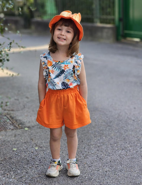 Arshiner Girls 2 Piece Sets Ruffle Trimmed Tank Top and High Waist Shorts